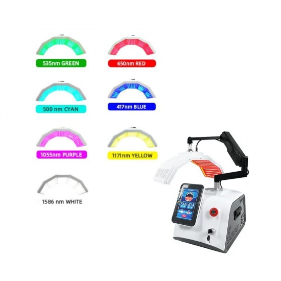 7-Color PDT LED Light Therapy Machine - Facial Rejuvenation, Acne Removal, Wrinkle Reduction, and Skin Tightening Beauty Device