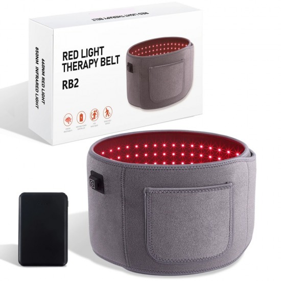 Infrared LED Light Therapy Belt - 850nm & 660nm Back Relax Wrap, Fat Burning and Slimming Machine, Waist Heat Pad for Full Body