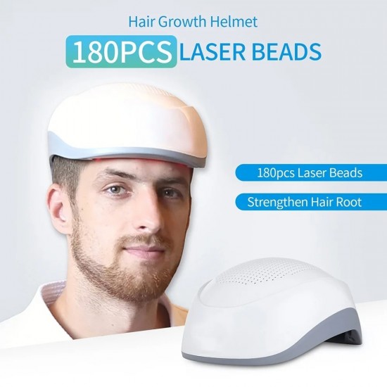 Laser Helmet for Hair Regrowth - 180 LED Lights Infrared Hair Growth Cap, Anti-Hair Loss Therapy and Massage Machine