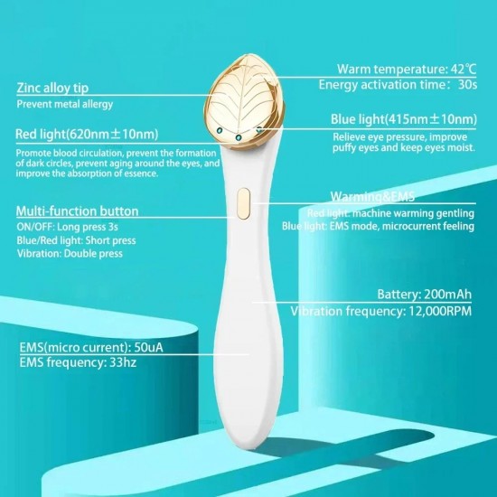 Microcurrent Vibrating Eye & Face Massager - Face Lifting Device for Anti-Aging Skin Rejuvenation and Wrinkle Removal