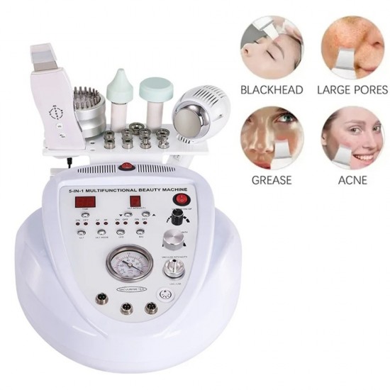 5-in-1 Dermabrasion Diamond Microdermabrasion Machine - Skin Scrubber, Care, and Rejuvenation Beauty Device